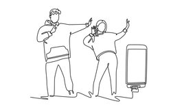 One continuous line drawing of live streaming concept. Full length animation illustration. High quality 4k footage.	 - Powered by Shutterstock - Get 15% off with code: PIKWIZARD15