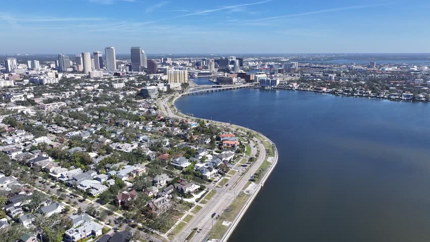 Tampa Skyline At Tampa In Florida United States. High Rise Buildings Landscape. Downtown District. Tampa Skyline At Florida United States. Coast City. Tampa Bay Outdoor.