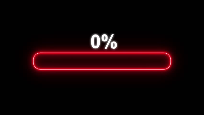 Loading Bar Progress Animation HUD hi-tech loading screen or countdown with percentage going from 0 to 100. Technological animation of radial circular progress	