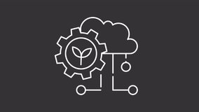 Cloud computing in farming white line animation. Animated cloud, gear and plant icon. Security in agriculture. Isolated illustration on dark background. Transition alpha video. Motion graphic - Powered by Shutterstock - Get 15% off with code: PIKWIZARD15