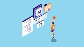 AI-Enhanced Basketball Training with Data Analytics and Smart Coaching 3d animation cartoon - Powered by Shutterstock - Get 15% off with code: PIKWIZARD15
