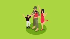 Happy Military Homecoming with Family Reunion 3d animation cartoon - Powered by Shutterstock - Get 15% off with code: PIKWIZARD15