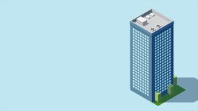 Isometric city building animation. Isometric modern building. Skyscraper building or business office. Motion graphic - Powered by Shutterstock - Get 15% off with code: PIKWIZARD15