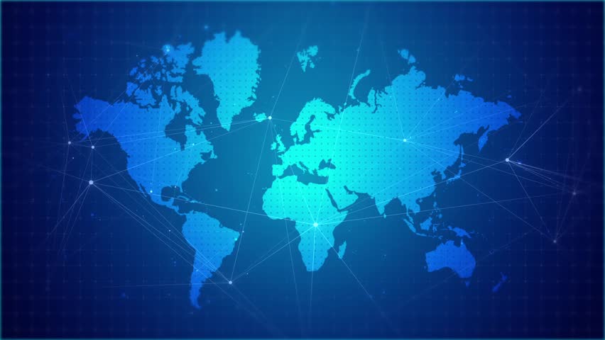Global digital map with glowing network connections and futuristic technology elements seamless looping 4k time-lapse animation video background. Technology concept - Powered by Shutterstock - Get 15% off with code: PIKWIZARD15