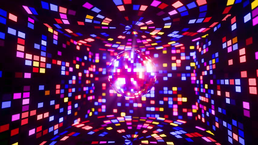 Immersive Disco Ball Animation with Surrounding Light Patterns. Looped animation.