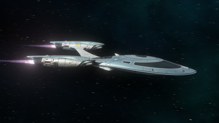 Futuristic Spacecraft Flying in Space. Production Quality Footage in 4k resolution, ProRes 4444 codec, 25 FPS.