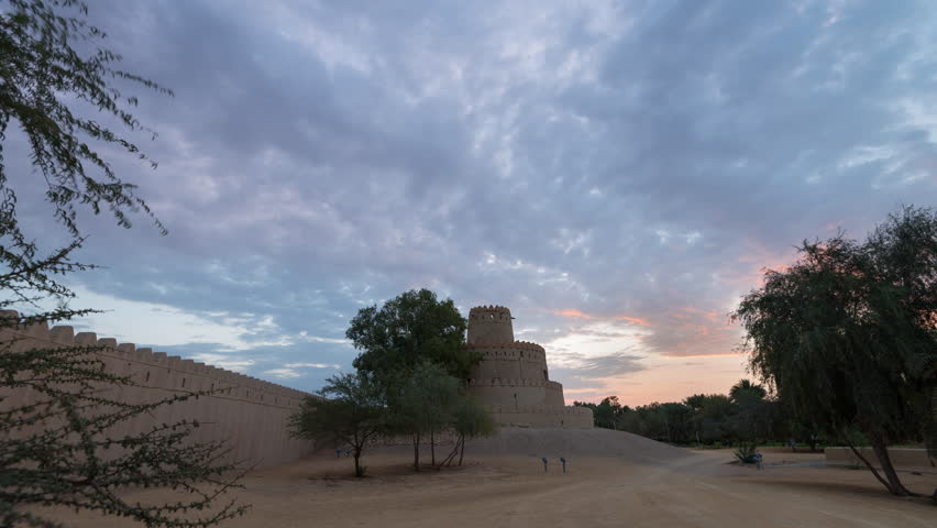 Time Lapse of sunrise  at Al Jahili fort, Al Ain, Abu Dhabi, UAE