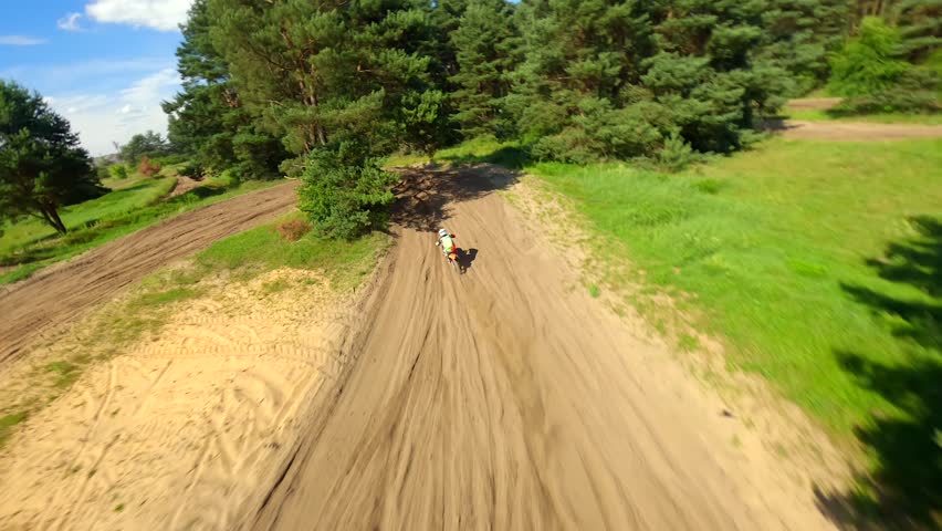 FPV Shot Of Motocross Rider Crashing On Track