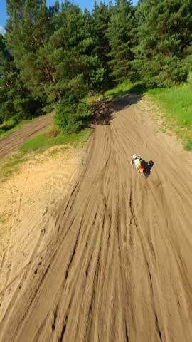 FPV Shot Of Motocross Rider Crashing On Track