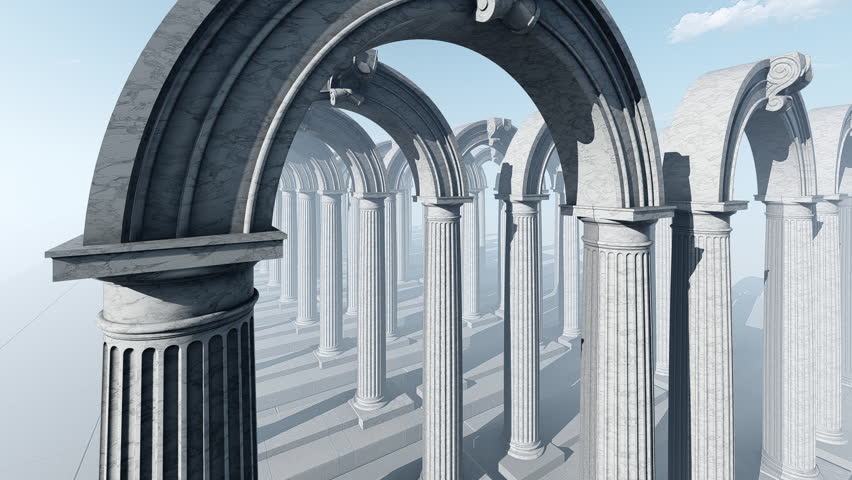 Gallery of classical Roman columns. Animation On The Theme Of Architecture And Art.