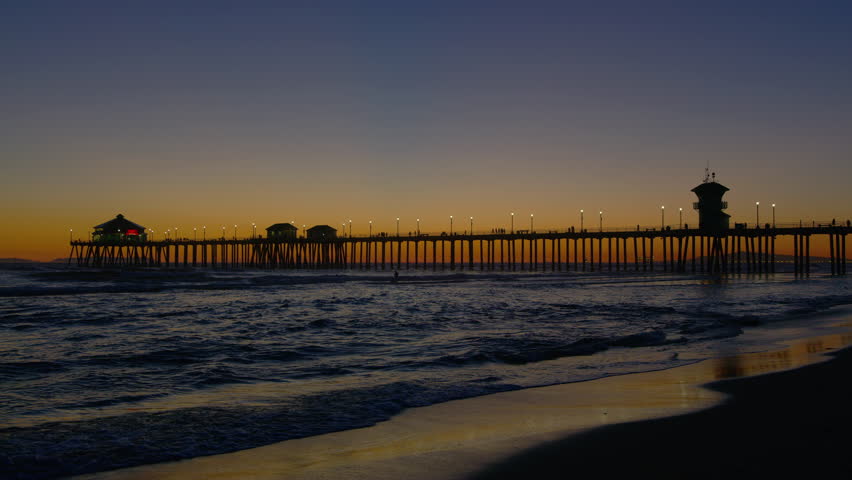 sunset ocean view Huntington Beach Pier California United States