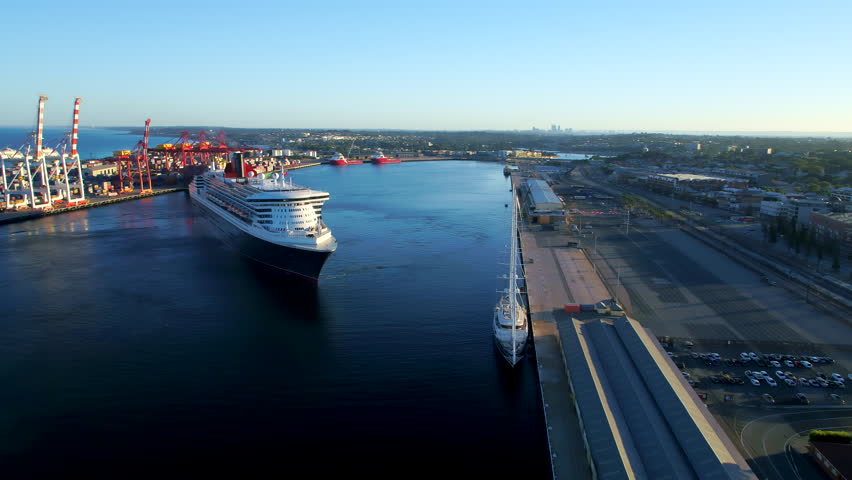 Fremantle port and ships with sunny skies