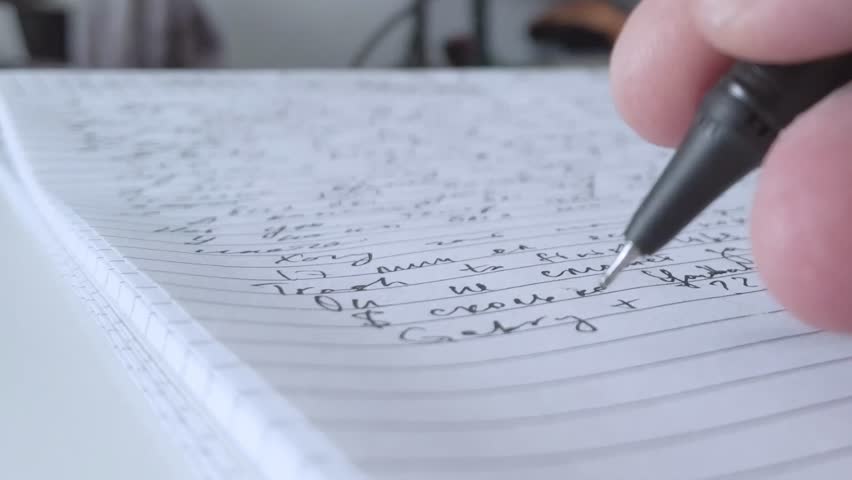 Man Takes Notes While Working on Laptop (Timelapse)