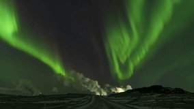 Amazing time lapse of huge northern lights show and dense geothermal steam in the Reykjanes Peninsula, Iceland - Powered by Shutterstock - Get 15% off with code: PIKWIZARD15