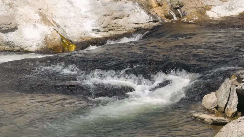 Upper Yellowstone Falls in grand canyon in Yellowstone National Park.