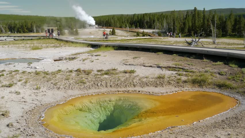 Belgian Pool is a hot spring in the Upper Geyser Basin of Yellowstone National Park, Wyoming. Originally named Oyster Spring.