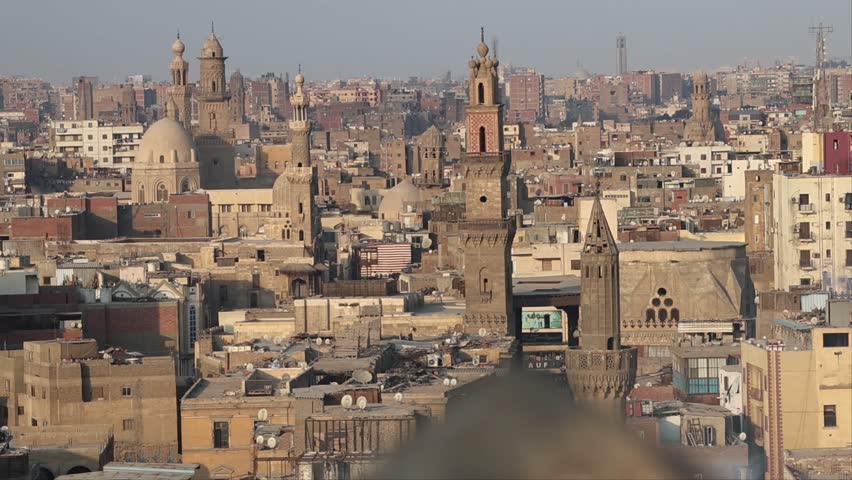 Cairo, Egypt The crowded buildings and streets of downtown Cairo. 
