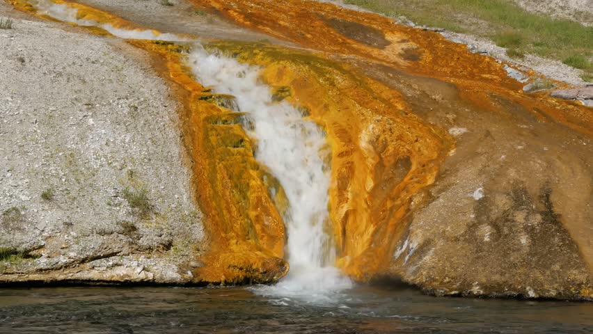 Runoff from Excelsior Geyser to Firehole River at Midway Geyser Basin in Yellowstone National Park.