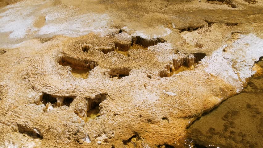 Aerial view of Mammoth Springs, Yellowstone National Park; Wyoming, United States of America.