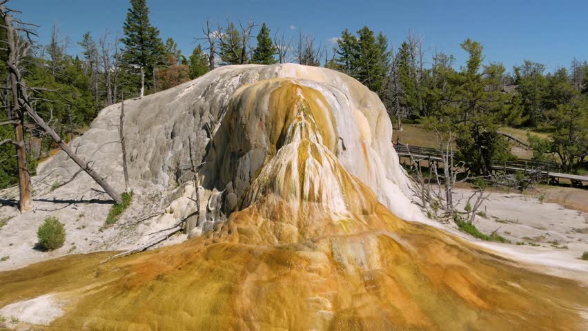 Orange Spring Mound, Upper Terraces, Mammoth Hot Springs, Yellowstone National Park, Wyoming, USA.