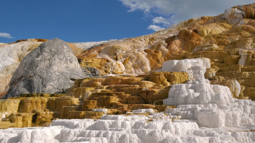 Geological formations at Mammoth Springs in Yellowstone National Park.