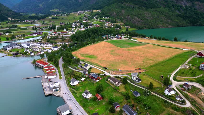 Scenic view of lake by mountains against sky, Skjolden, Norway, View of a Norwegian Fjord, Mountain range and lake, Scenic view of waterfall , mountain valley with old wooden houses, colored lake