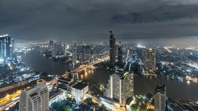 Time lapse of Bangkok Thailand at night. Lightning can be seen flashing in the clouds. - Powered by Shutterstock - Get 15% off with code: PIKWIZARD15