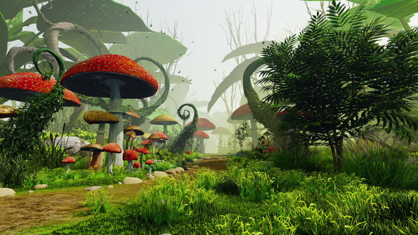 A Path Through A Fairytale Forest. Animation On The Theme Of Fairy Tales And Magic, Fantasy And 3D.
