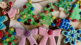 Zooming out Christmas sugar cookies baking iced biscuits - Powered by Shutterstock - Get 15% off with code: PIKWIZARD15