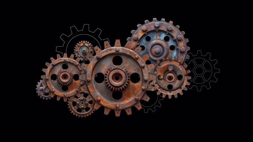 Animated gears with alpha channel. You Can Place The Element On Any Background Or Picture.	
