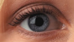 Close-up of blue eyed woman with no make-up on face macro. Blinking eye with long lashes. Beauty skin care make-up routine - Powered by Shutterstock - Get 15% off with code: PIKWIZARD15