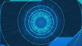 Futuristic circle HUD virtual display interface Technology animation, background for video intro, science fiction and hi-tech shapes Hologram user interface design Cyberspace. Hi Future Frame element - Powered by Shutterstock - Get 15% off with code: PIKWIZARD15