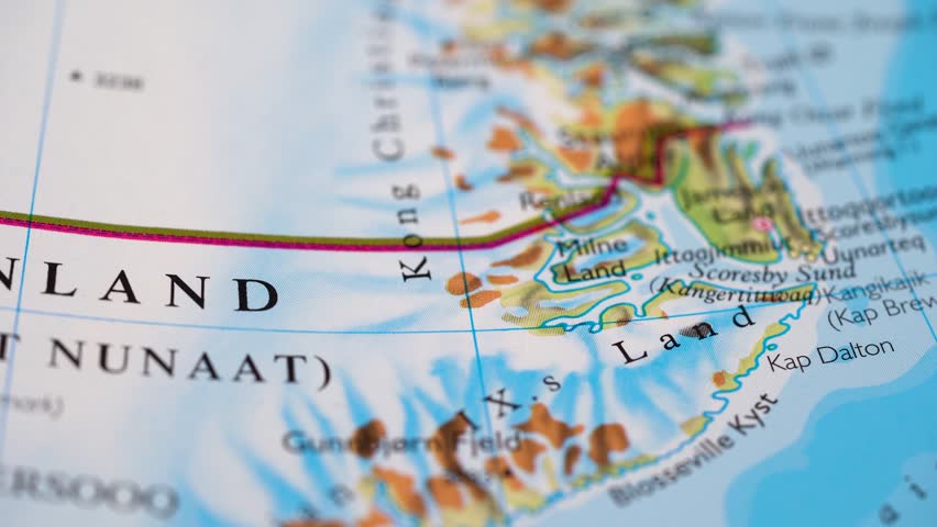 View of Greenland on a world map 4K