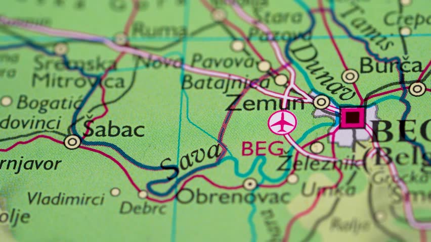 Belgrade, Serbia highlighted on a world map 4K