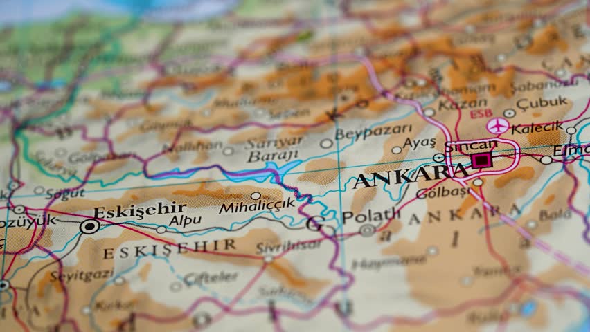Ankara, Turkey highlighted on a world map 4K