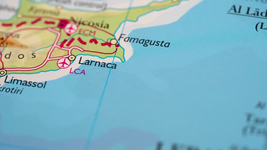 Cyprus highlighted on a world map 4K