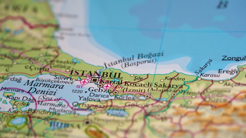 Istanbul highlighted on a world map 4K