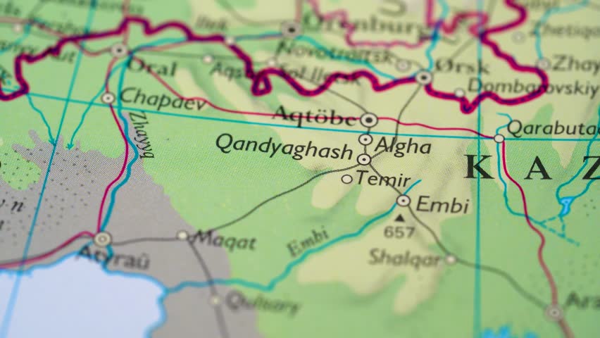 Kazakhstan highlighted on a world map 4K