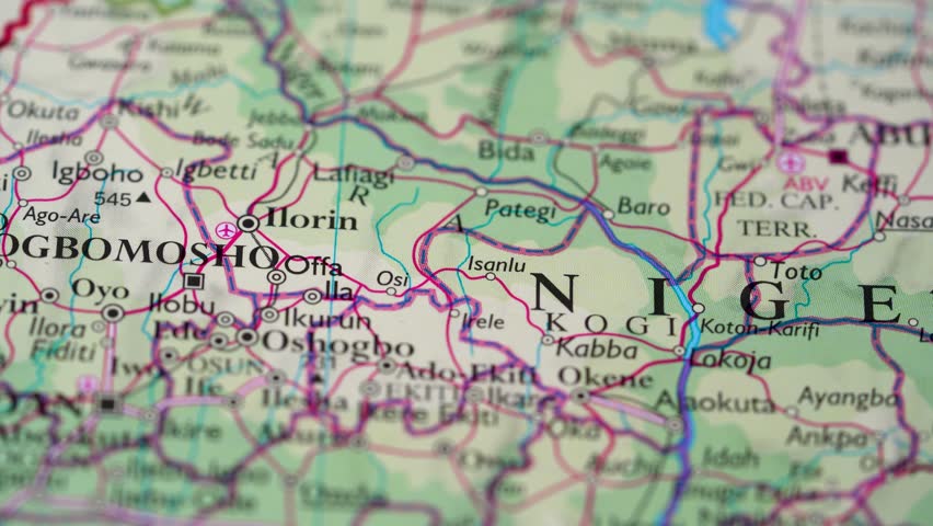 Nigeria, Africa highlighted on a world map 4K