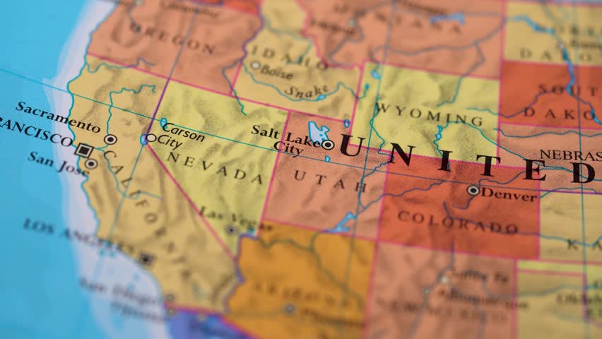 View of the United States on a world map 4K