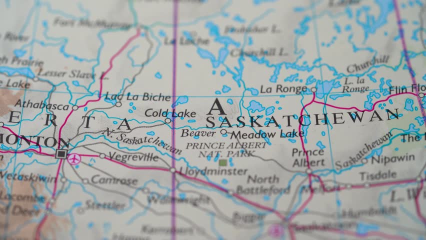 Saskatchewan, Canada highlighted on a world map 4K