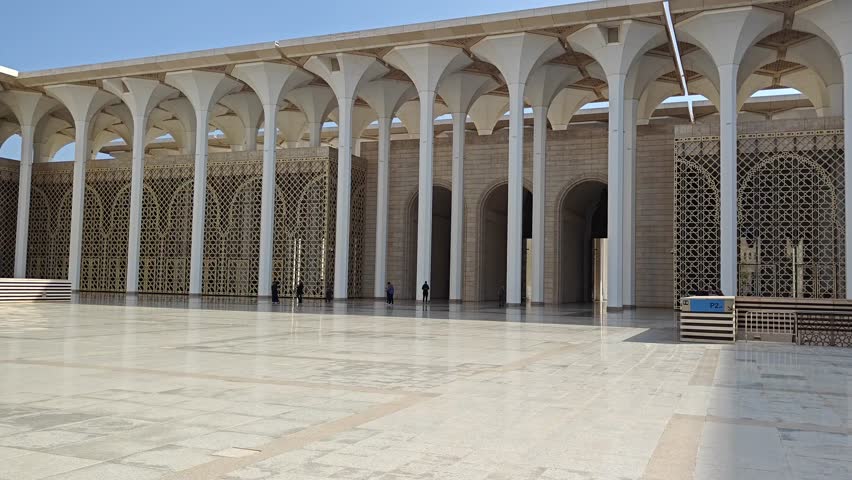 the main entrance to the great mosque of Algiers, the copper doors and the giant columns in Algiers. Algeria