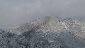 Aerial Drone Footage of Snowfall Over a Winter Forest and Serpentine Road - Capturing the Serenity of Falling Snow and a Snow-Covered Wonderland - Powered by Shutterstock - Get 15% off with code: PIKWIZARD15