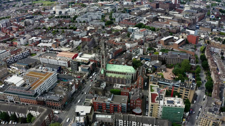 Drone shot over Dublin