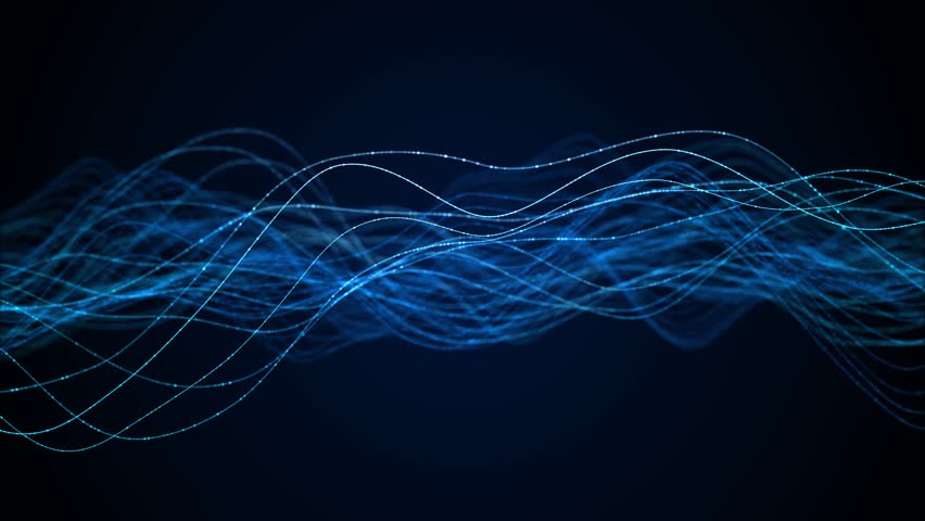 Ai Cyber Big Data Flow Particles Bokeh. Hi tech digital Neural Network. Concept of futuristic Artificial Intelligence Machine Deep Learning. Science Presentation innovation geometry wave line space 3D