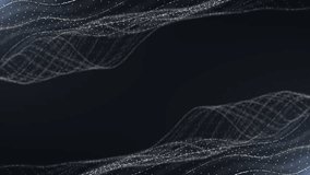 Futuristic flight through digital wireframe line landscape, dust particle abstract background. 3D internet of things wireframe cyber Virtual Reality floating waveforms business tech presentations - Powered by Shutterstock - Get 15% off with code: PIKWIZARD15