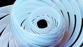 3D stylish abstract white background with rings or circles twisting in concentric structure. Rings turning pattern like helix or spiral in 4k. Pearl material. Isolated on black - Powered by Shutterstock - Get 15% off with code: PIKWIZARD15
