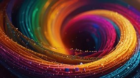 Dive into a mesmerizing world of vibrant colors! Watch as shimmering, rainbow ribbons swirl and dance, creating a captivating abstract vortex. Fluid motion, dazzling hues! - Powered by Shutterstock - Get 15% off with code: PIKWIZARD15