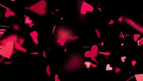 Shiny red confetti in the shape of hearts for Valentine's day. Heart particles slowly floating and falling for a romantic theme celebrating love, passion, or for a Valentines day background. - Powered by Shutterstock - Get 15% off with code: PIKWIZARD15