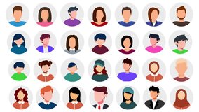 People Avatar Round Icon Set Appearance. Group of People. Teamwork. No faces. Social Network Diverse Profiles. Cartoon Animation. 4K Video - Powered by Shutterstock - Get 15% off with code: PIKWIZARD15